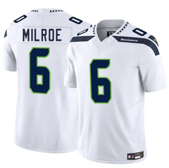 Men's Seattle Seahawks 6 Jalen Milroe White 2025 F.U.S.E. Vapor Limited Football Stitched Jersey