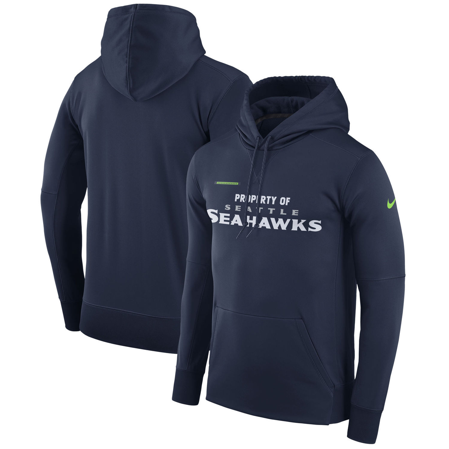 Men's Seattle Seahawks  Navy Sideline Property Of Performance Pullover Hoodie