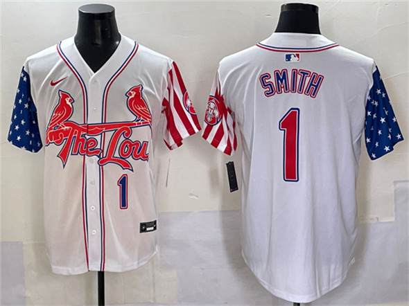 Men's St. Louis Cardinals 1 Ozzie Smith White Independence Day Vapor Premier Limited Stitched Baseball Jersey