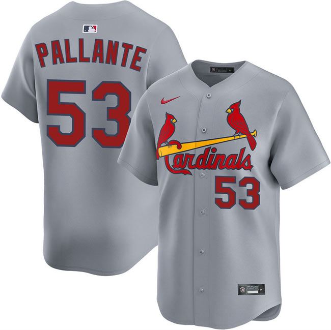 Men's St. Louis Cardinals 53 Andre Pallante Gray 2024 Away Limited Stitched Baseball Jersey