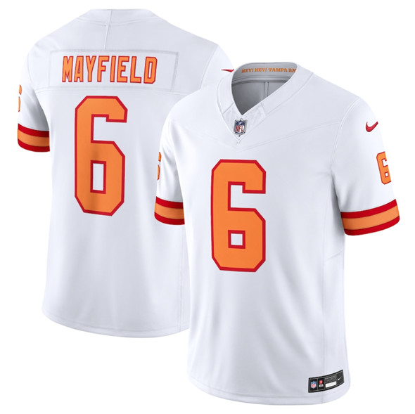 Men's Tampa Bay Buccaneers 6 Baker Mayfield White 2025 F.U.S.E. Vapor Limited Football Stitched Jersey