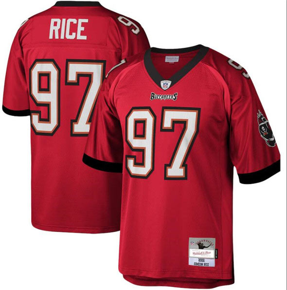 Men's Tampa Bay Buccaneers 97 Simeon Rice Red Throwback Football Stitched Jersey