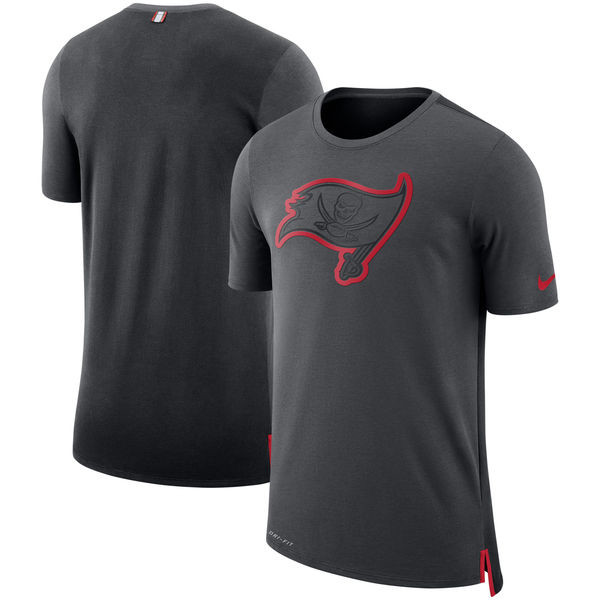 Men's Tampa Bay Buccaneers  Charcoal Black Sideline Travel Mesh Performance T Shirt