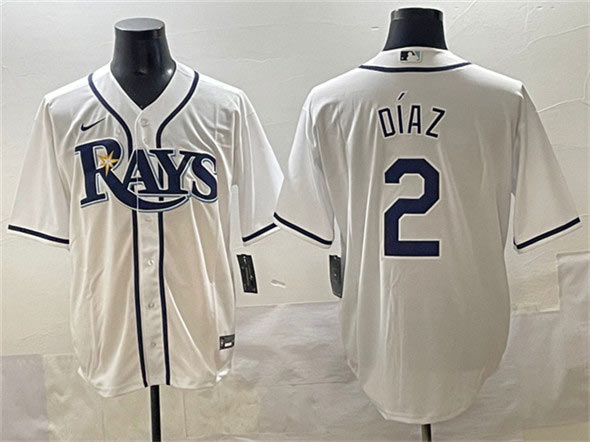 Men's Tampa Bay Rays 2 Yandy Díaz White Cool Base Stitched Baseball Jersey