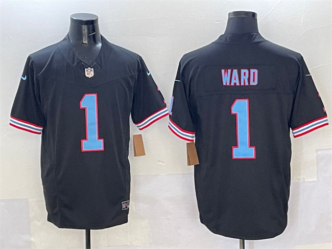 Men's Tennessee Titans 1 Cameron Ward Black 2025 Draft F.U.S.E. Vapor Limited Football Stitched Jersey