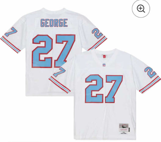 Men's Tennessee Titans 27 Eddie George White Mitchell & Ness Stitched Baseball Jersey