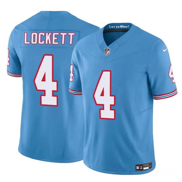 Men's Tennessee Titans 4 Tyler Lockett Blue 2025 F.U.S.E. Throwback Vapor Limited Football Stitched Jersey