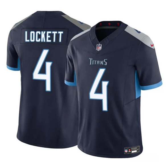 Men's Tennessee Titans 4 Tyler Lockett Navy 2025 F.U.S.E. Vapor Limited Football Stitched Jersey