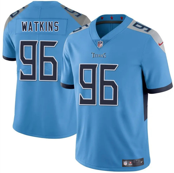 Men's Tennessee Titans 96 Carlos Watkins Blue 2025 F.U.S.E. Vapor Limited Football Stitched Jersey