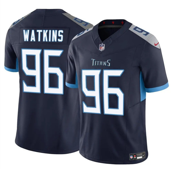 Men's Tennessee Titans 96 Carlos Watkins Navy 2025 F.U.S.E. Vapor Limited Football Stitched Jersey