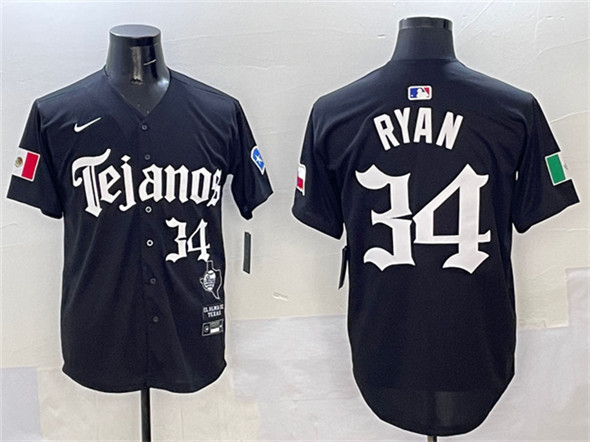 Men's Texas Rangers 34 Nolan Ryan Black Mexico 2025 Vapor Premier Limited Stitched Baseball Jersey
