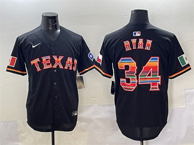 Men's Texas Rangers 34 Nolan Ryan Black Mexico Limited Stitched Baseball Jersey
