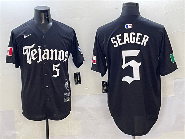 Men's Texas Rangers 5 Corey Seager Black Mexico 2025 Vapor Premier Limited Stitched Baseball Jersey