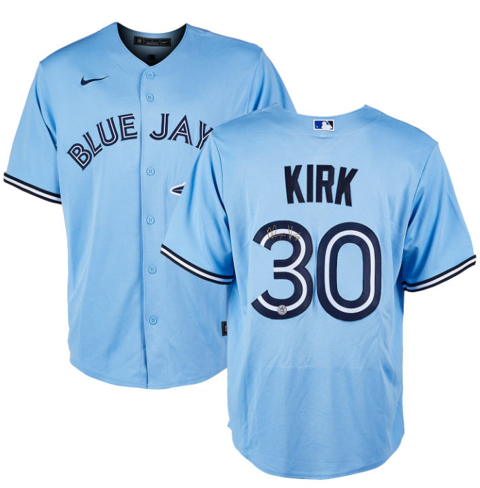 Men's Toronto Blue Jays 30 Alejandro Kirk Light Blue Cool Base Stitched Jersey