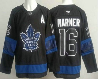 Men's Toronto Maple Leafs 16 Mitch Marner Black Alternate Authentic Jersey