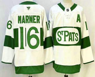 Men's Toronto Maple Leafs 16 Mitch Marner White St Pats Authentic Jersey