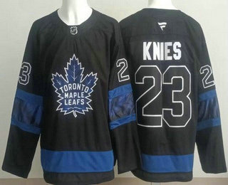 Men's Toronto Maple Leafs 23 Matthew Knies Black Alternate Authentic Jersey