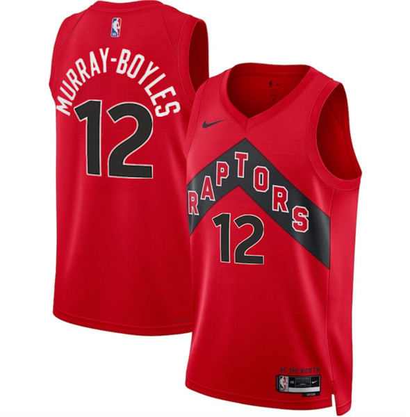 Men's Toronto Raptors 12 Collin Murray Boyles Red 2025 Draft Icon Edition Stitched Basketball Jersey