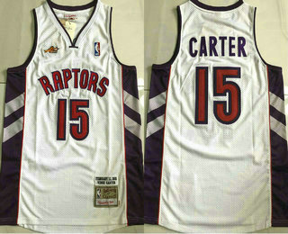 Men's Toronto Raptors 15 Vince Carter White 2000 Hardwood Classics Soul AU Throwback Jersey