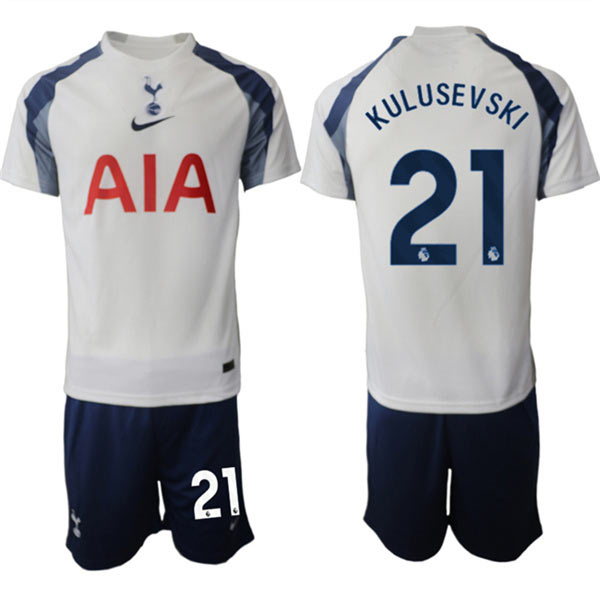 Men's Tottenham Hotspur 21 Dejan Kulusevski 2025 26 White Home Soccer Jersey Suit