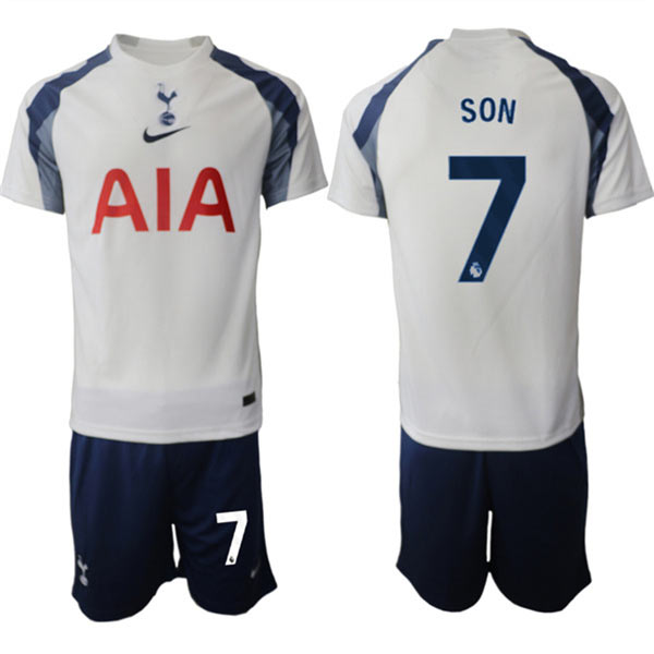 Men's Tottenham Hotspur 7 Son Heung min 2025 26 White Home Soccer Jersey Suit