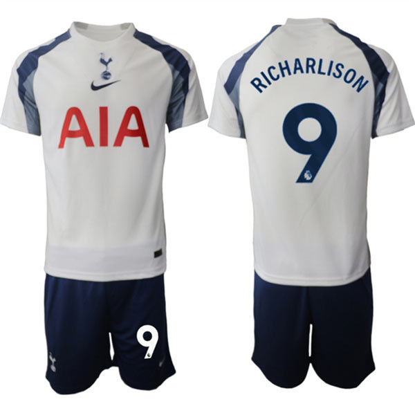 Men's Tottenham Hotspur 9 Richarlison 2025 26 White Home Soccer Jersey Suit