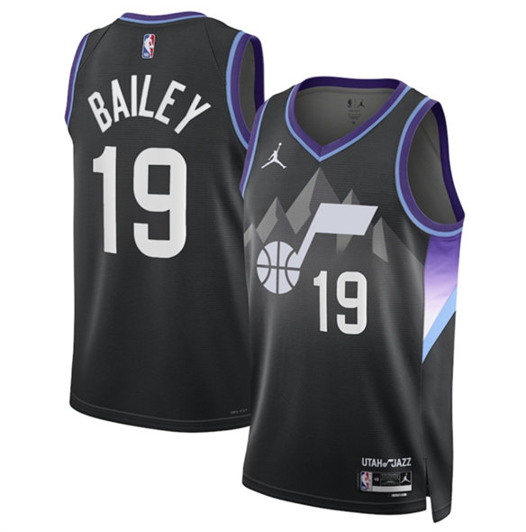Men's Utah Jazz 19 Ace Bailey Black 2024 25 Draft Statement Edition Stitched Basketball Jersey