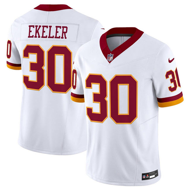 Men's Washington Commanders 30 Austin Ekeler White 2025 F.U.S.E. Throwback Vapor Limited Football Stitched Jersey