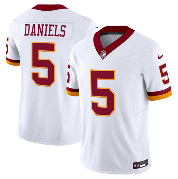 Men's Washington Commanders 5 Jayden Daniels White 2025 F.U.S.E. Throwback Vapor Limited Football Stitched Jersey