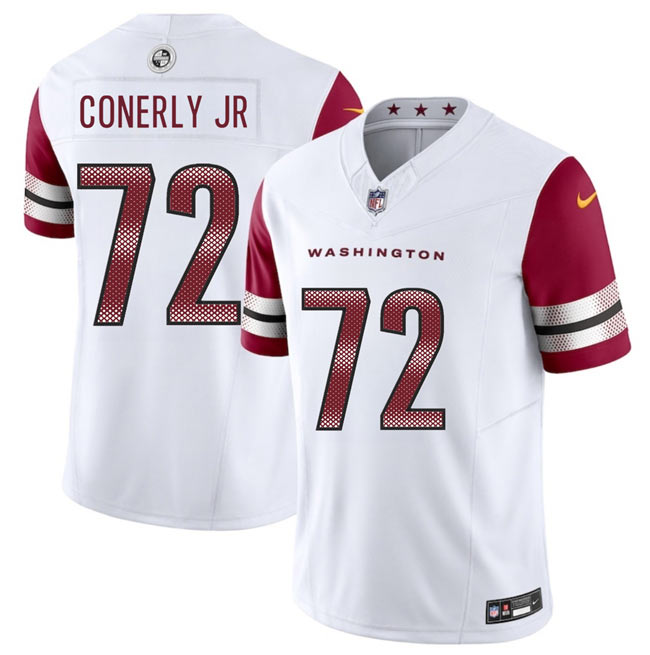Men's Washington Commanders 72 Josh Conerly Jr White 2025 Draft F.U.S.E. Vapor Limited Football Stitched Jersey