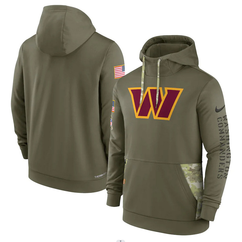 Men's Washington Commanders Nike Olive 2022 Salute to Service Therma Performance Pullover Hoodie