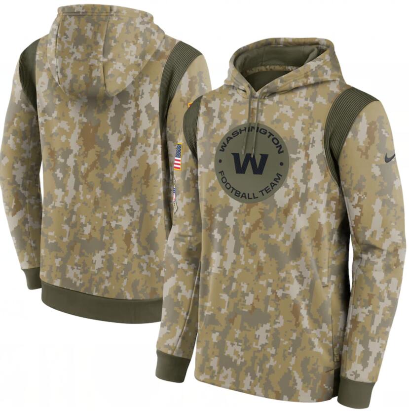 Men's Washington Football Team Nike Camo 2021 Salute To Service Therma Performance Pullover Hoodie