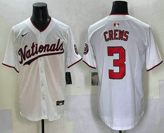 Men's Washington Nationals 3 Dylan Crews White Limited Stitched Jersey