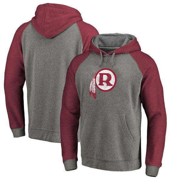 Men's Washington Redskins NFL Pro Line by Fanatics Branded Gray Burgundy Throwback Logo Big Tall Tri Blend Raglan Pullover Hoodie