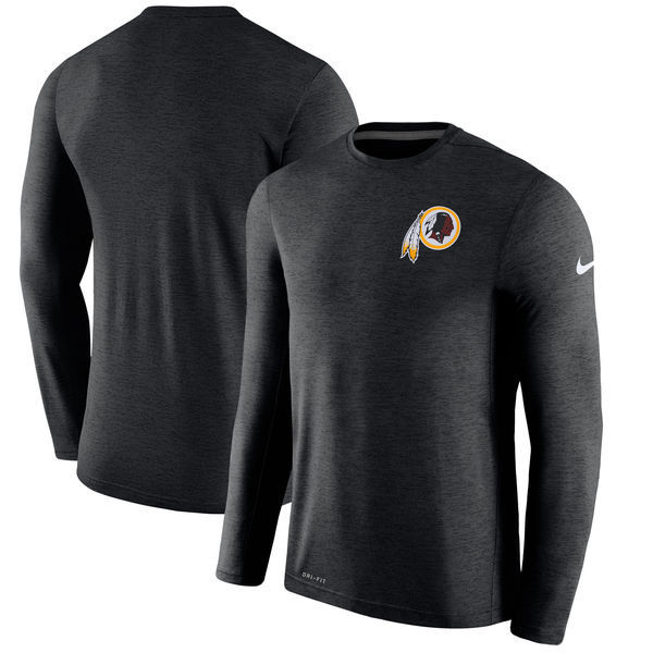 Men's Washington Redskins  Black Coaches Long Sleeve Performance T Shirt