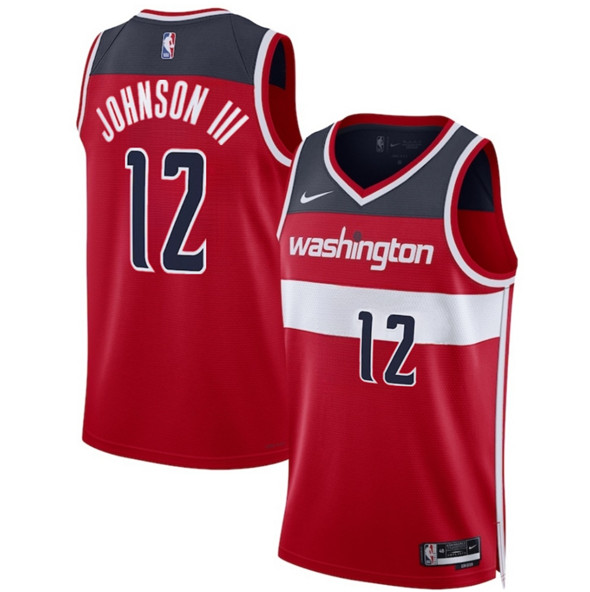 Men's Washington Wizards 12 Tre Johnson III Red 2025 Draft Icon Edition Stitched Basketball Jersey
