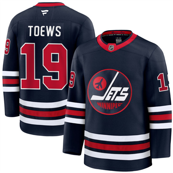 Men's Winnipeg Jets 19 Jonathan Toews Navy 2024 25 Alternate Stitched Hockey Jersey