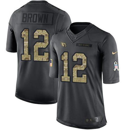 Men Arizona Cardinals 12 John Brown  Anthracite 2016 Salute to Service Jersey