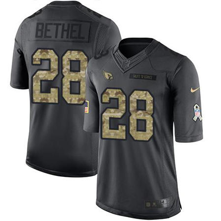 Men Arizona Cardinals 28 Justin Bethel  Anthracite 2016 Salute to Service Jersey