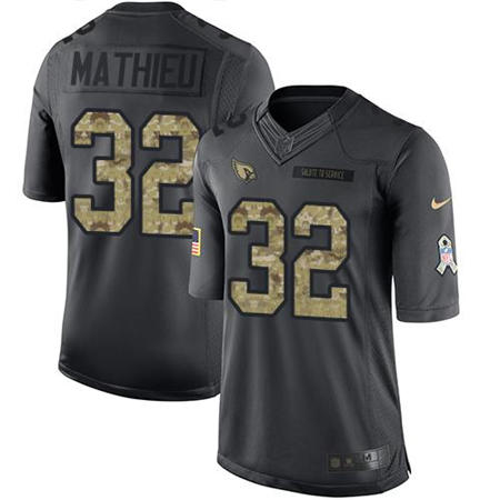 Men Arizona Cardinals 32 Tyrann Mathieu  Anthracite 2016 Salute to Service Jersey