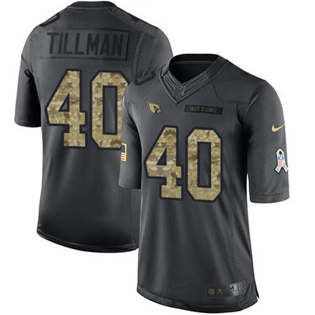 Men Arizona Cardinals 40 Pat Tillman  Anthracite 2016 Salute to Service Jersey