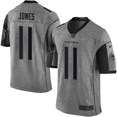Men Atlanta Falcons 11 Julio Jones Gridiron Gray Limited Stitched NFL Jersey