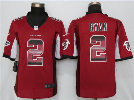 Men Atlanta Falcons 2 Matt Ryan Red Team Color Strobe Limited Stitched NFL Jersey