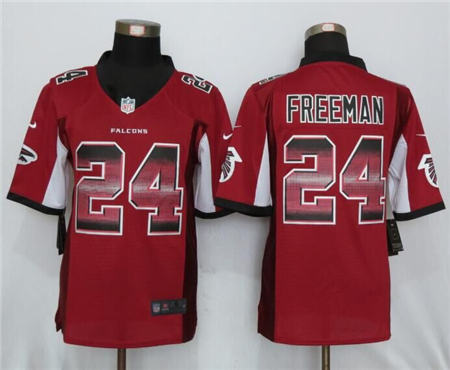 Men Atlanta Falcons 24 Devonta Freeman Red Team Color Strobe Limited Stitched NFL Jersey