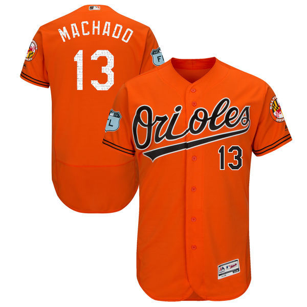 Men Baltimore Orioles Manny Machado Majestic Orange 2017 Spring Training Cool Base Player Jersey