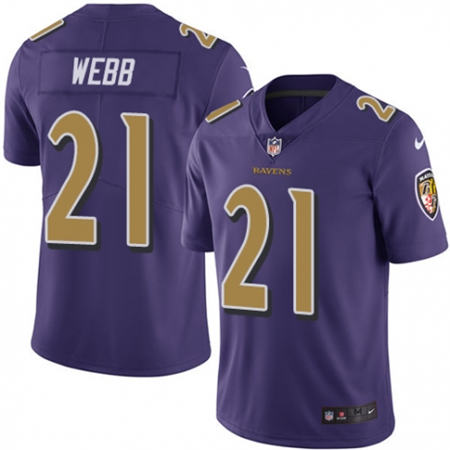 Men Baltimore Ravens 21 Lardarius Webb Limited Purple Rush NFL Jersey
