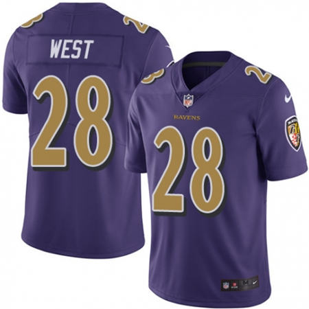 Men Baltimore Ravens 28 Terrance West Limited Purple Rush NFL Jersey