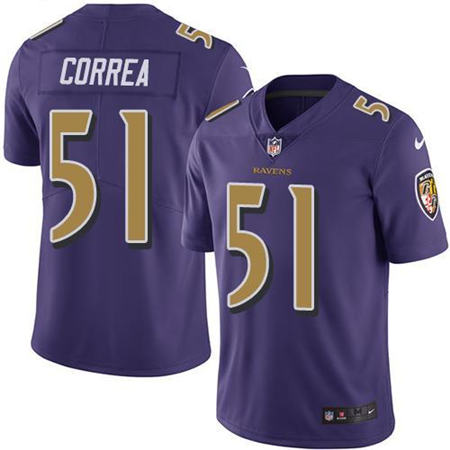 Men Baltimore Ravens 51 Kamalei Correa Limited Purple Rush NFL Jersey