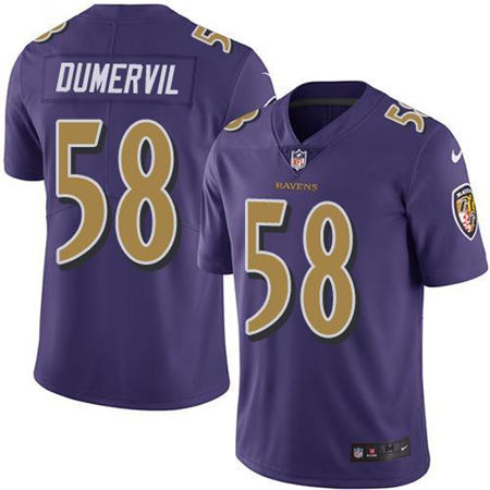 Men Baltimore Ravens 58 Elvis Dumervil Limited Purple Rush NFL Jersey