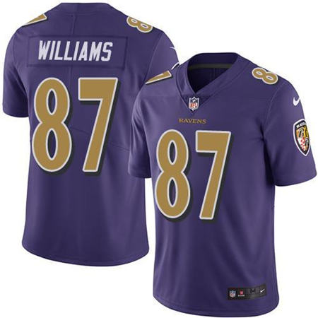 Men Baltimore Ravens 87 Maxx Williams Limited Purple Rush NFL Jersey